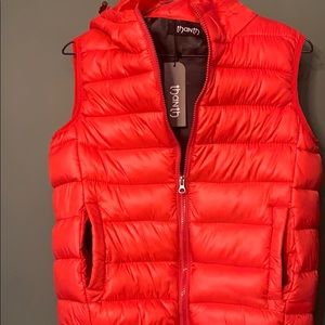 Red puffer vest